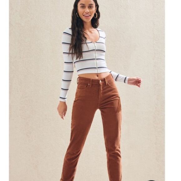 PacSun Women's Corduroy Brown "Mom Jean" Pants Size 23 || Fall Autumn 90s Y2K - Picture 1 of 11